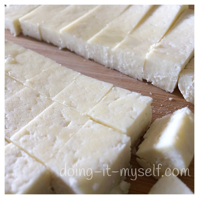 paneer block sliced into small cubes